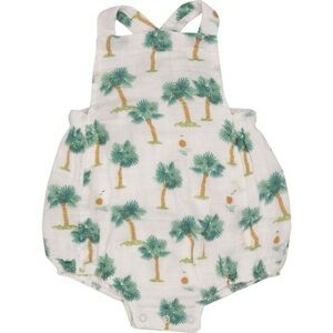 Angel Dear retro sunsuit romper baby boy overalls palms muslin cotton neutral